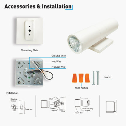 LED Cylinder Light Fixture 20W,1400 Lumens,3000K,Aluminum Housing