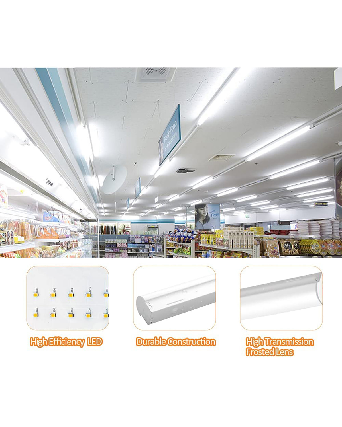 LED Linear Strip Light|8FT, Wattage & Color Selectable,Dimmable|4Pack ...