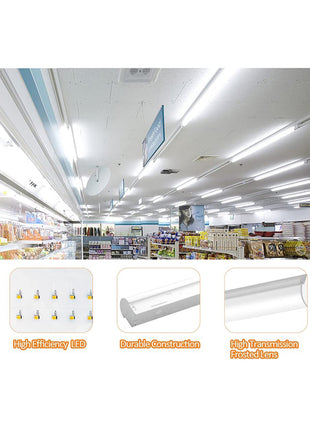 4FT LED Linear Strip Light, 3 Color Selectable 3500K-5000K,Lumen Adjustable 4420/4940/5850LM,120-277V, 0-10V Dimmable LED Shop Light, UL Certified, DLC Listed