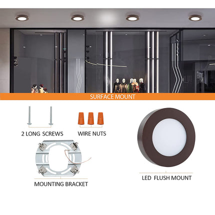 5.5 Inch 10.5W LED Ceiling Light Flush Mount,5CCT,580Lumens,Dimmable,10Pack