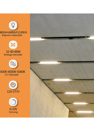 4FT LED Wraparound Light Fixture,3CCT,3680 to 5520LM,32W/40W/48W,0-10V Dimmable,4Pack