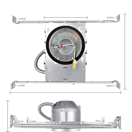 4 Inch IC-rated Airtight Shallow Recessed Housing Can for New Constructions, IC-rated, ceiling joists and drop ceiling installations